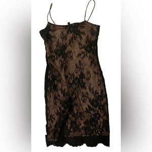 H&M Divided Black Lace Sheer Bodycon Slip Strappy Mini Dress Size 4 EUC